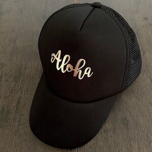 Surfware Hawaiian Classics Aloha Trucker Snapback Hat Cap Black/Gold NWOT